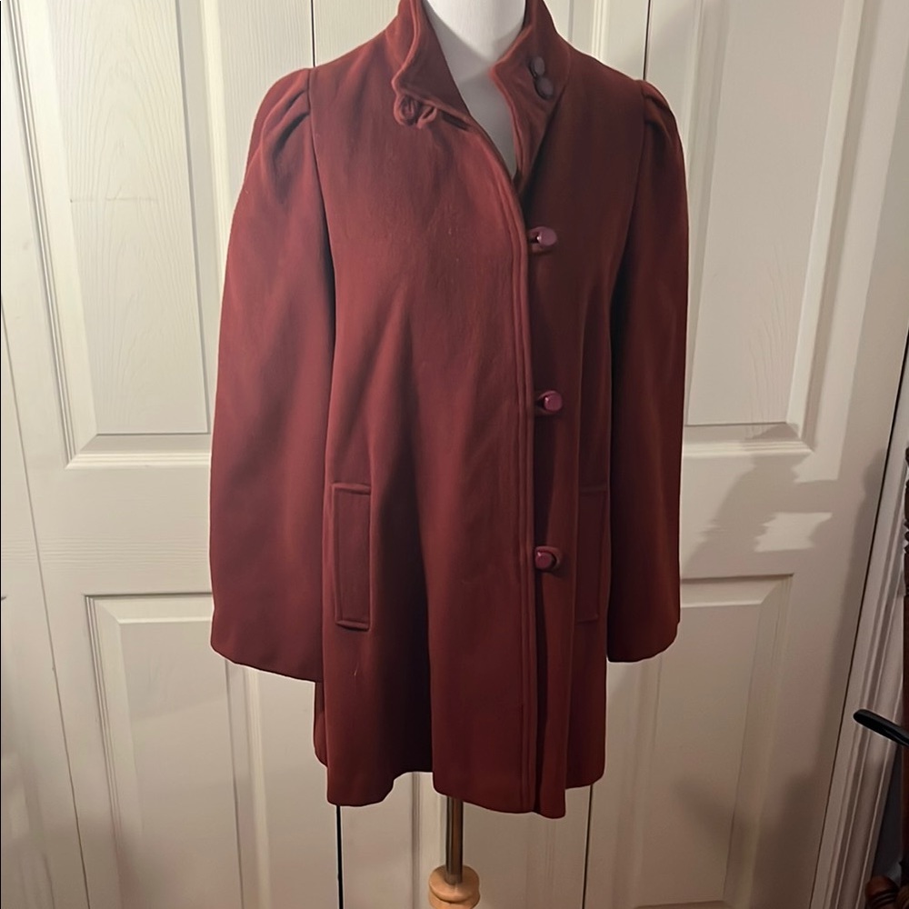 Thunder Bay Montreal Classic Red Pea Coat with Notched Lapel and Relaxed Fit